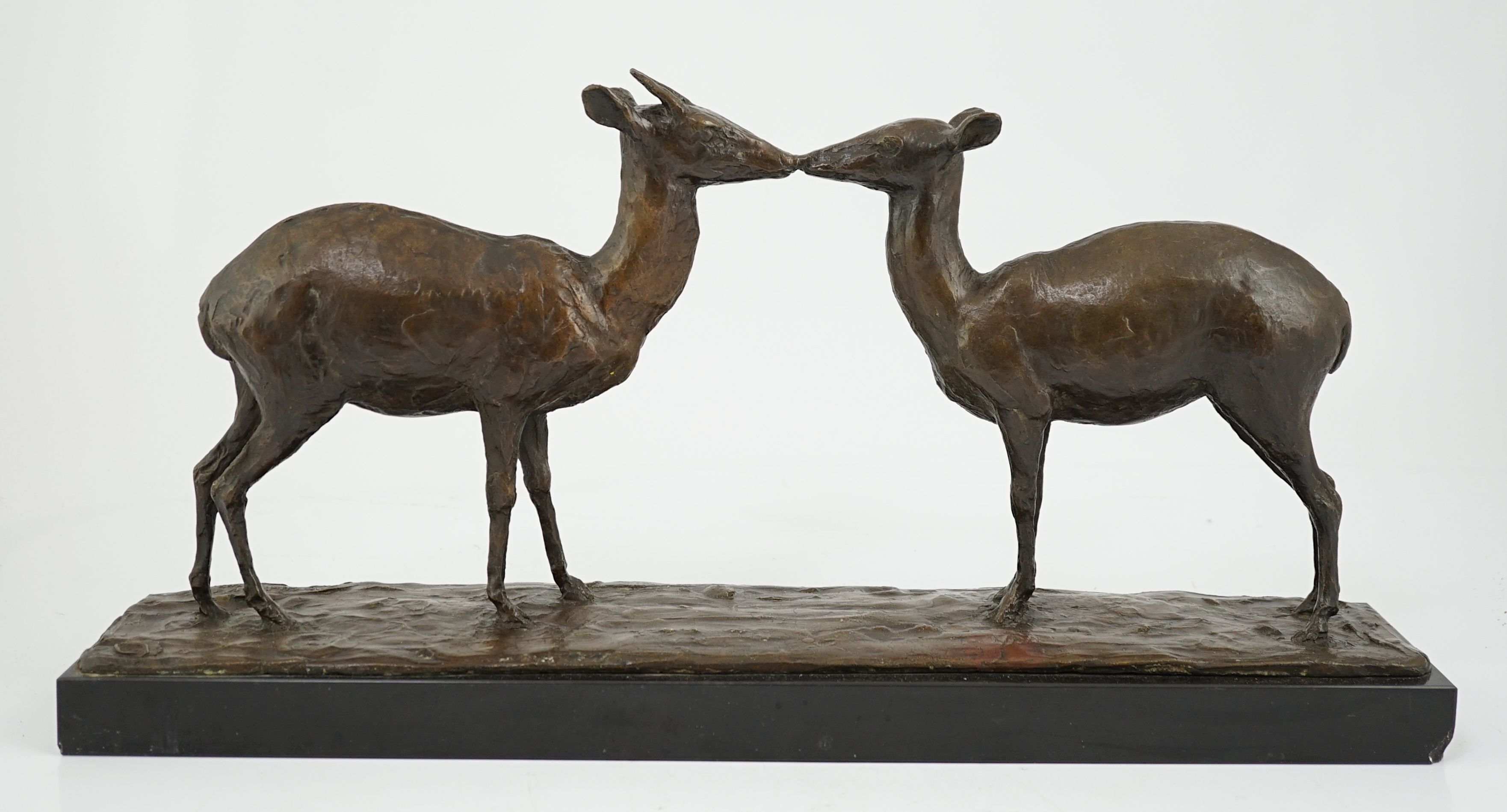 Samuel Granowsky (Ukranian, 1889-1942), an unusual bronze group of two deer
